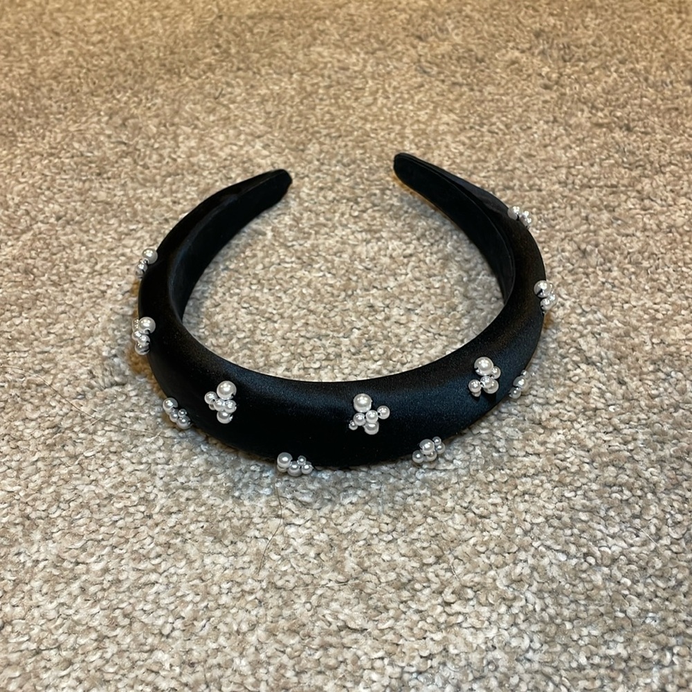 NYLON PUFF PEARL HEADBAND